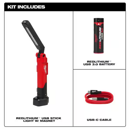 550 Lumens LED REDLITHIUM USB Stick Light with Magnet