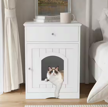 Wooden Pet House Cat Litter Box Enclosure