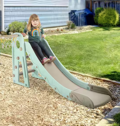 Toddler Slide with Basketball Hoop, Blue