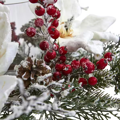 Frosted Magnolia and Berry Artificial Candelabrum
