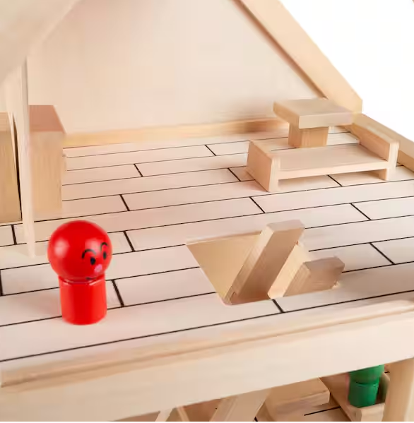 Classic Pretend Play 2 Story Wood Playset