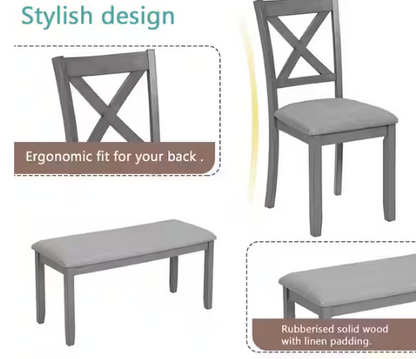 6-Piece Gray Kitchen Dining Table Set