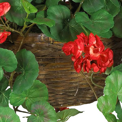24 in. Artificial Geranium Silk Hanging Basket