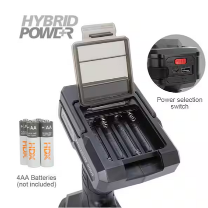 5000-Lumens Hybrid Power Swivel Rechargeable Spotlight