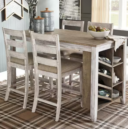 Casual White/Brown Wood 30 in. 4 Legs Dining Table