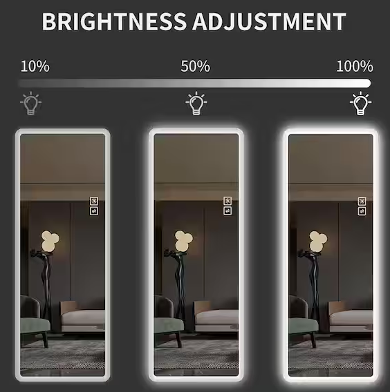 22 in. W x 65 in. H Rectangle Frameless LED Full Length Mirror