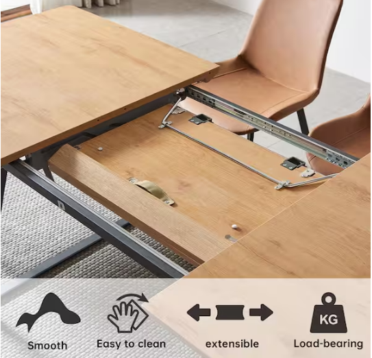 7-Piece Oak Rectangular Extendable Dining Table Set