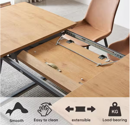 7-Piece Oak Rectangular Extendable Dining Table Set