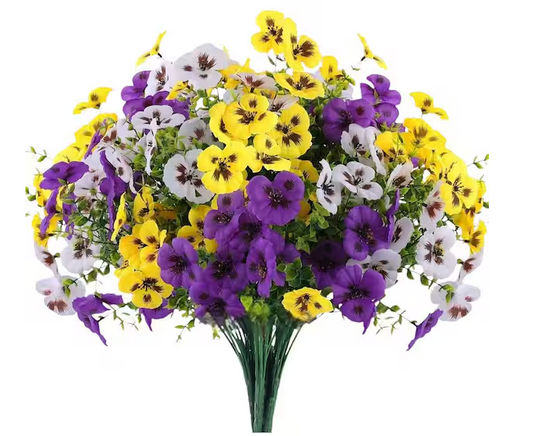 8 in. Purple Yellow White Artificial Pansy Flower