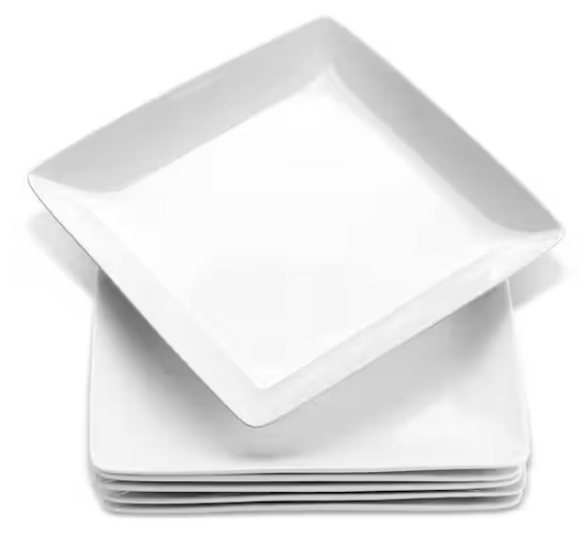 White Porcelain Square Dinner Plates, 8.4 in.