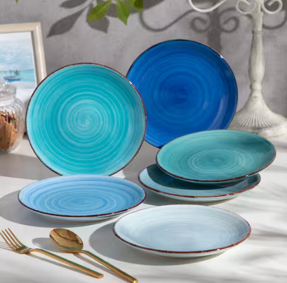 Bonita Multi-Blue Stoneware Dessert Plate Set