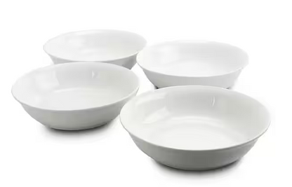 White Wide Rim Dinner and Serving Bowls (Set of 4)