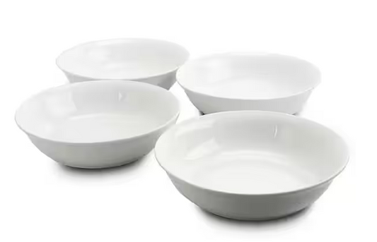 White Wide Rim Dinner and Serving Bowls (Set of 4)