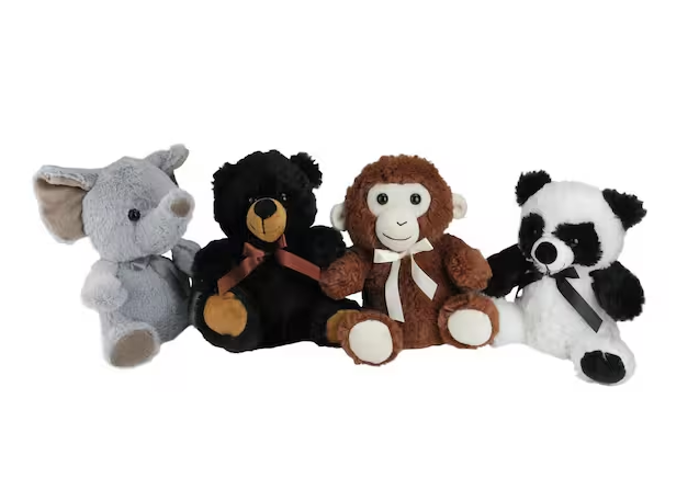 9 in. Plush Stuffed Animal Figures (4-Pack)