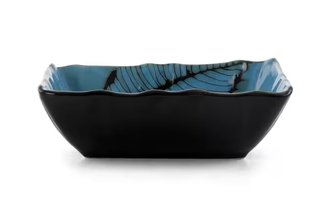 16-Piece Patterned Blue Stoneware Dinnerware Set