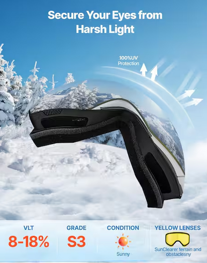 Frameless Silver Mirror Lens OTG Anti-Fog Snow Goggles