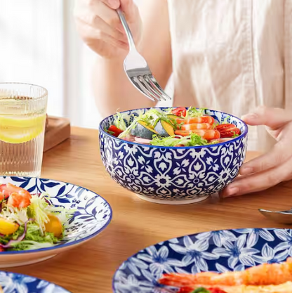 12-Piece Blue Porcelain Dinnerware Set
