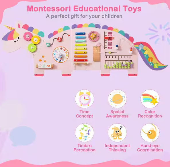 Unicorn Activity Wall Busy Board 11-in-1