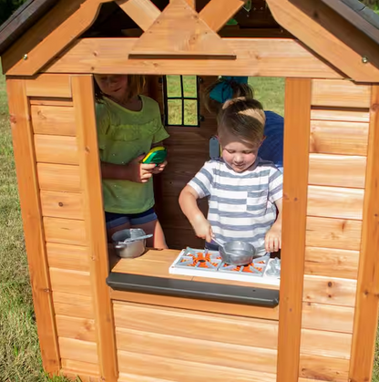 Outdoor All Cedar Wooden Kids Playhouse
