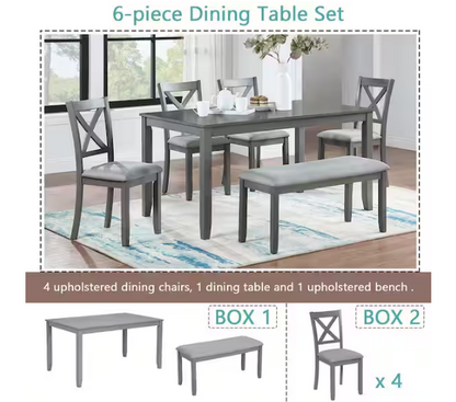 6-Piece Gray Kitchen Dining Table Set