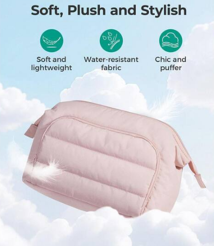 Pink Puffy Padded Makeup Bag