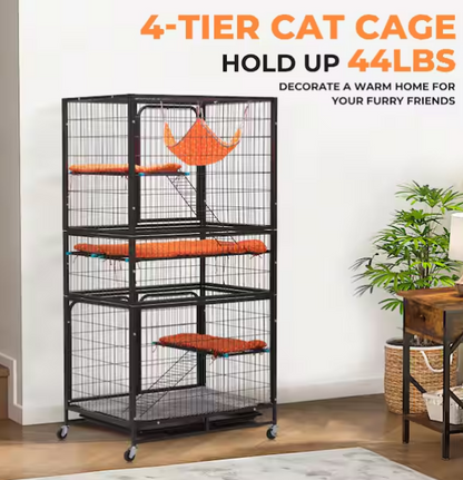 4-Tier Wire Cat Cage Pet Enclosure