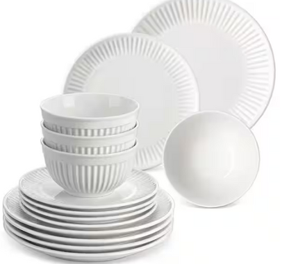 12-Piece White Porcelain Dinnerware Set