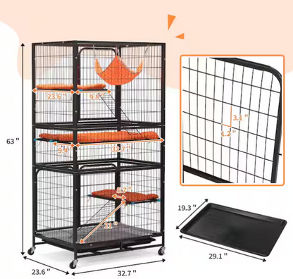 4-Tier Wire Cat Cage Pet Enclosure