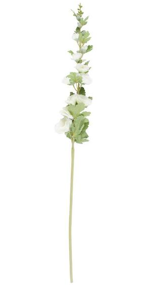 44 in. White Hollyhock Artificial Flower Stem with Blue Accents