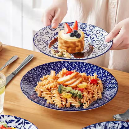 12-Piece Blue Porcelain Dinnerware Set