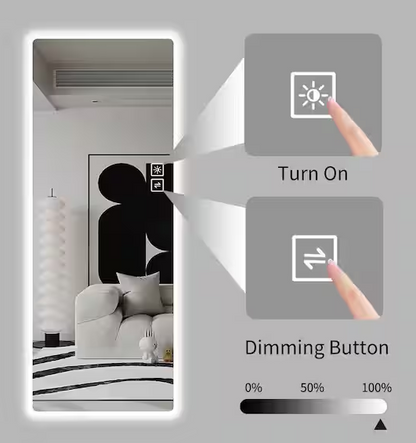 22 in. W x 65 in. H Rectangle Frameless LED Full Length Mirror