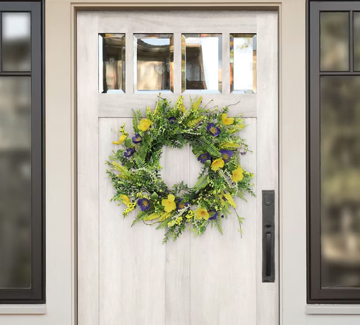 24" Artificial Spring Mixed Floral Wreath
