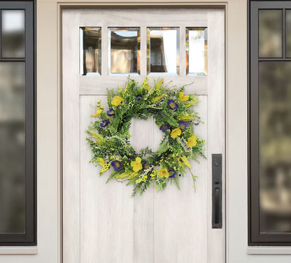 24" Artificial Spring Mixed Floral Wreath