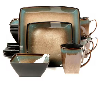 16-Piece Casual Tan Stoneware Dinnerware Set