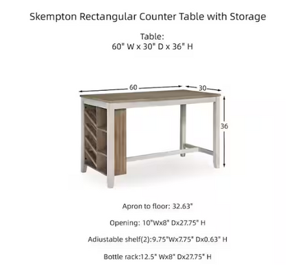 Casual White/Brown Wood 30 in. 4 Legs Dining Table