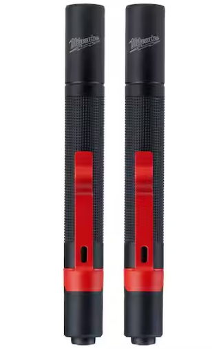 100 Lumens Aluminum Pen Light with Clip (2-Pack)