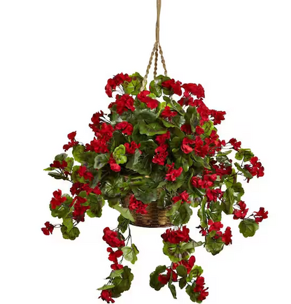 Artificial Geranium Hanging Basket