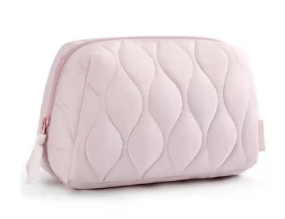 Pink Puffy Padded Travel Cosmetic Toiletry Bag