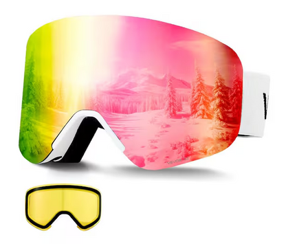 Cylindrical Lens with Pink Revo Coating, Frameless Ski Goggles