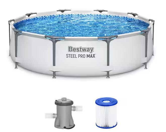 10 ft. Round 30 in. High Metal Frame Pool Steel Pro MAX Family Swimming Pool