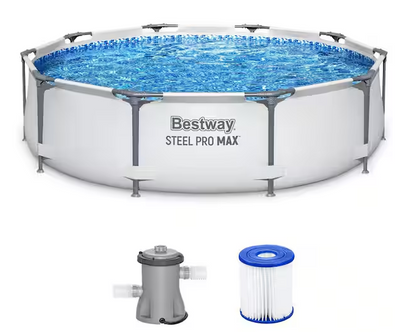 10 ft. Round 30 in. High Metal Frame Pool Steel Pro MAX Family Swimming Pool