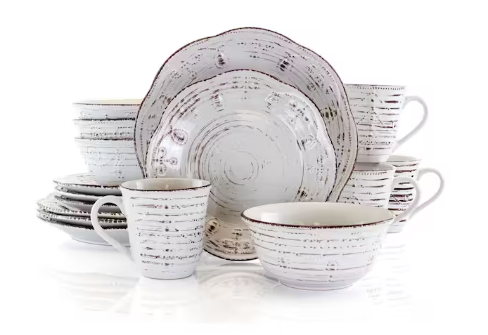 16-Piece Casual White Stoneware Dinnerware Set