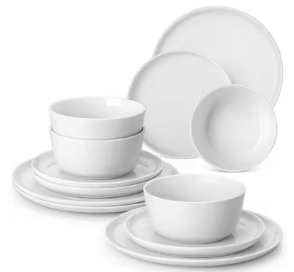 12-Piece White Porcelain Dinnerware Set