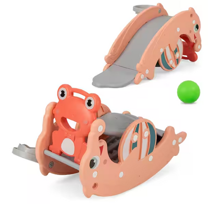 3-in-1 Kids Slide Rocking Horse Set
