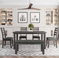 6-Piece Gray Rustic Wood Dining Set with Bench