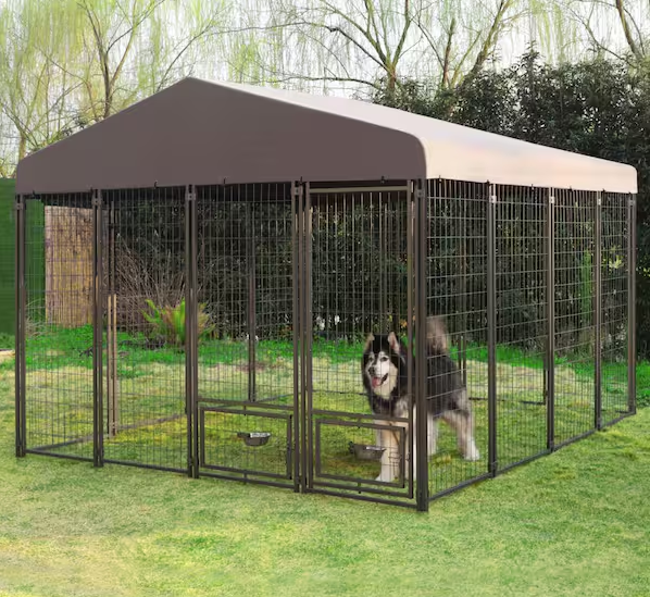 Outdoor Large Dog Kennel Pet Playpen with Rotating Feeding Door