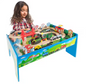 32 in. L Multi-Colored Wooden Train Set and Table
