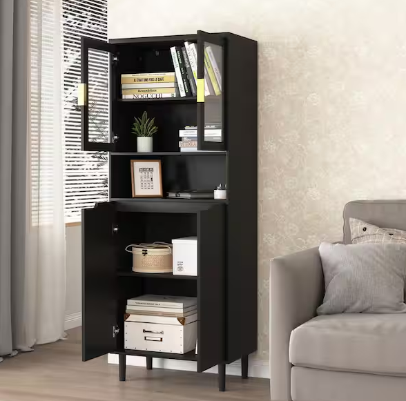 Accent Storage Cabinet with Adjustable Shelves and Glass Door