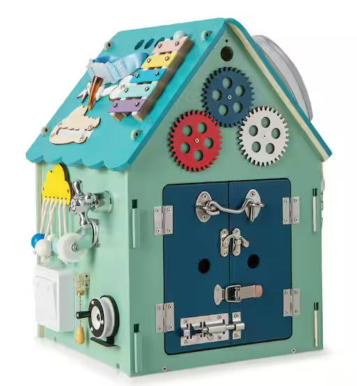 Wooden Busy House Montessori Toy with Sensory Games