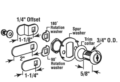 Cabinet Lock, 5/8 in and Prime-Line Drawer, Diecast, Stainless Steel, 5/16 in. Max. Panel